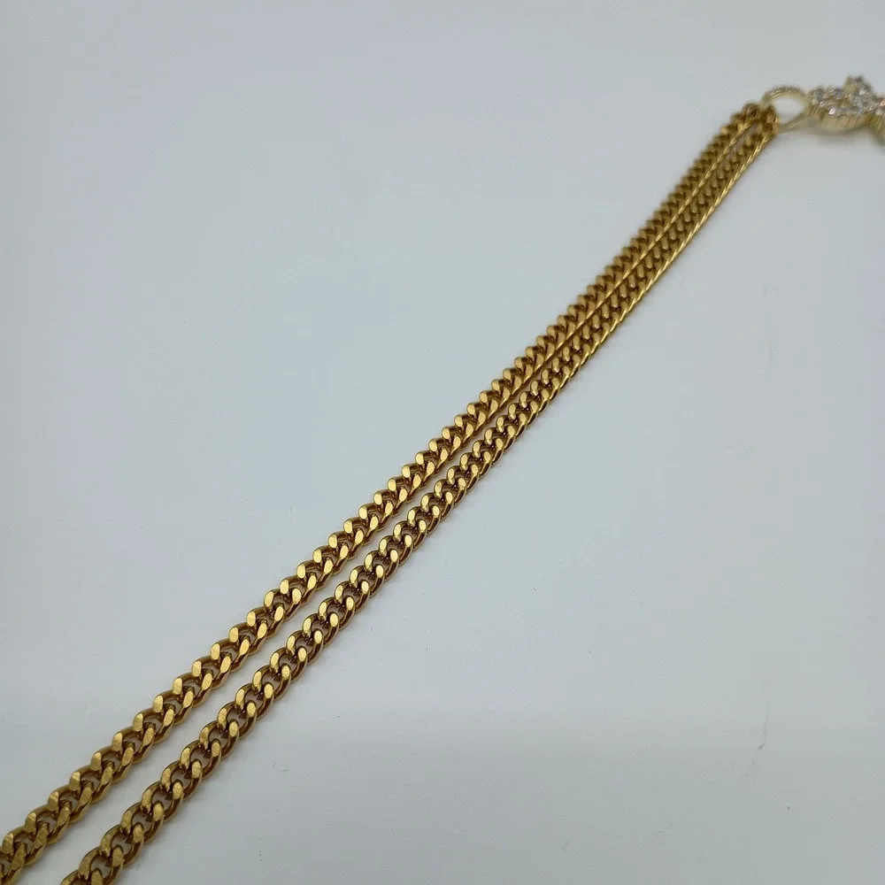 Ice‎ Mob Gold-Tone Cuban Link Chain 20 Inch Iced Out Ankh Cross Pendant Necklace